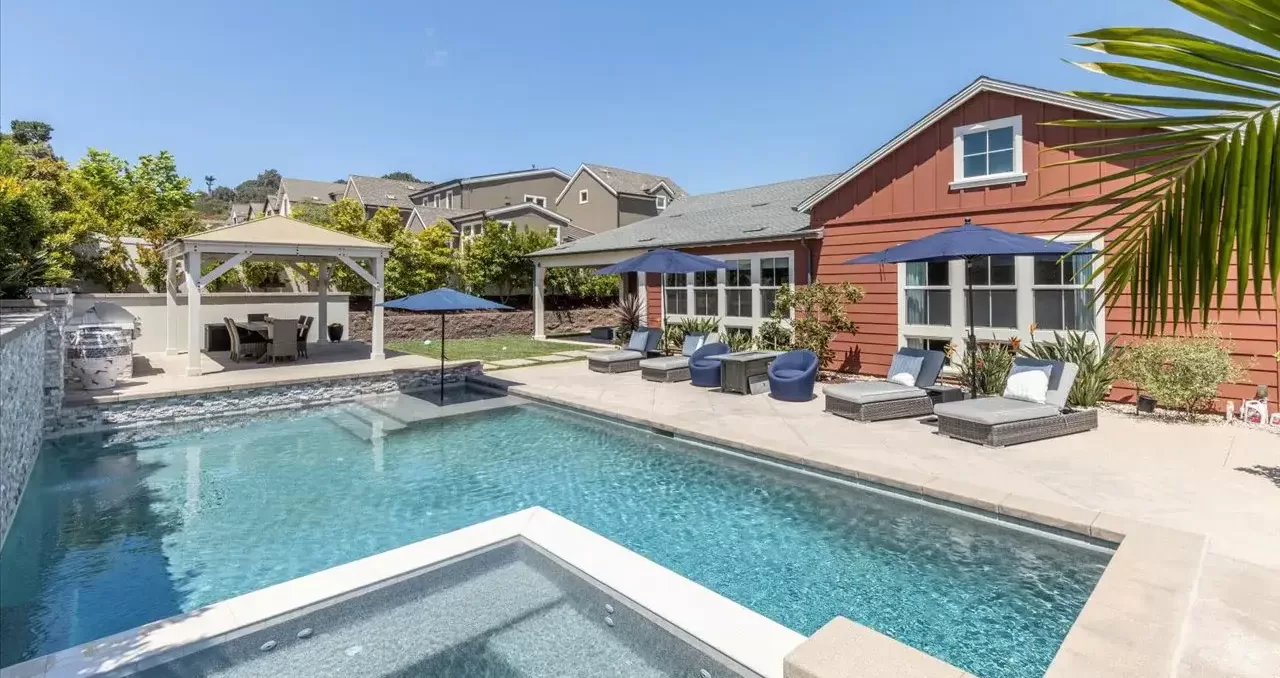 Backyard pool at a home in Olivenhain, Encinitas