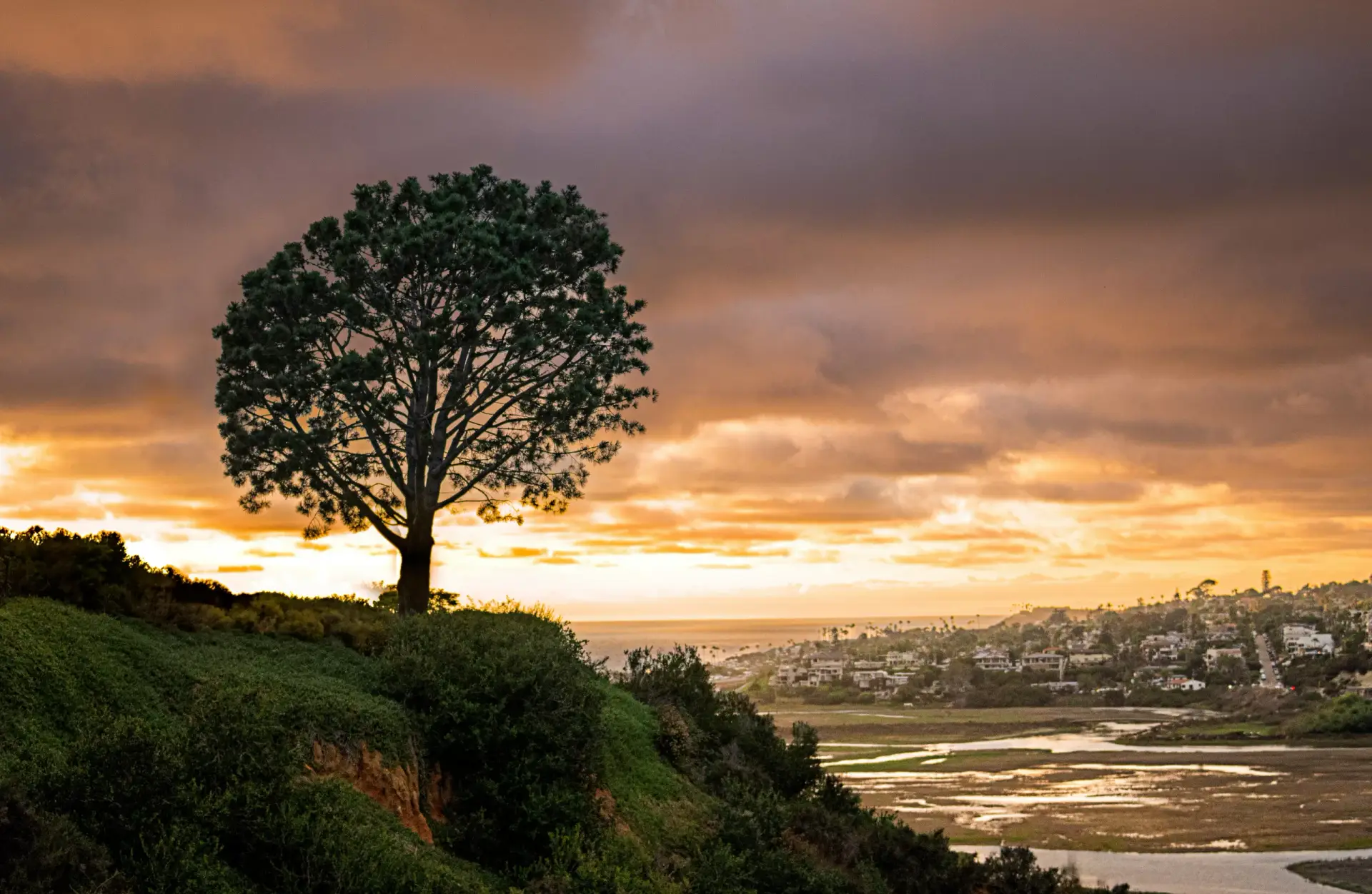 San Elijo Lagoon at sunset, Solana Beach