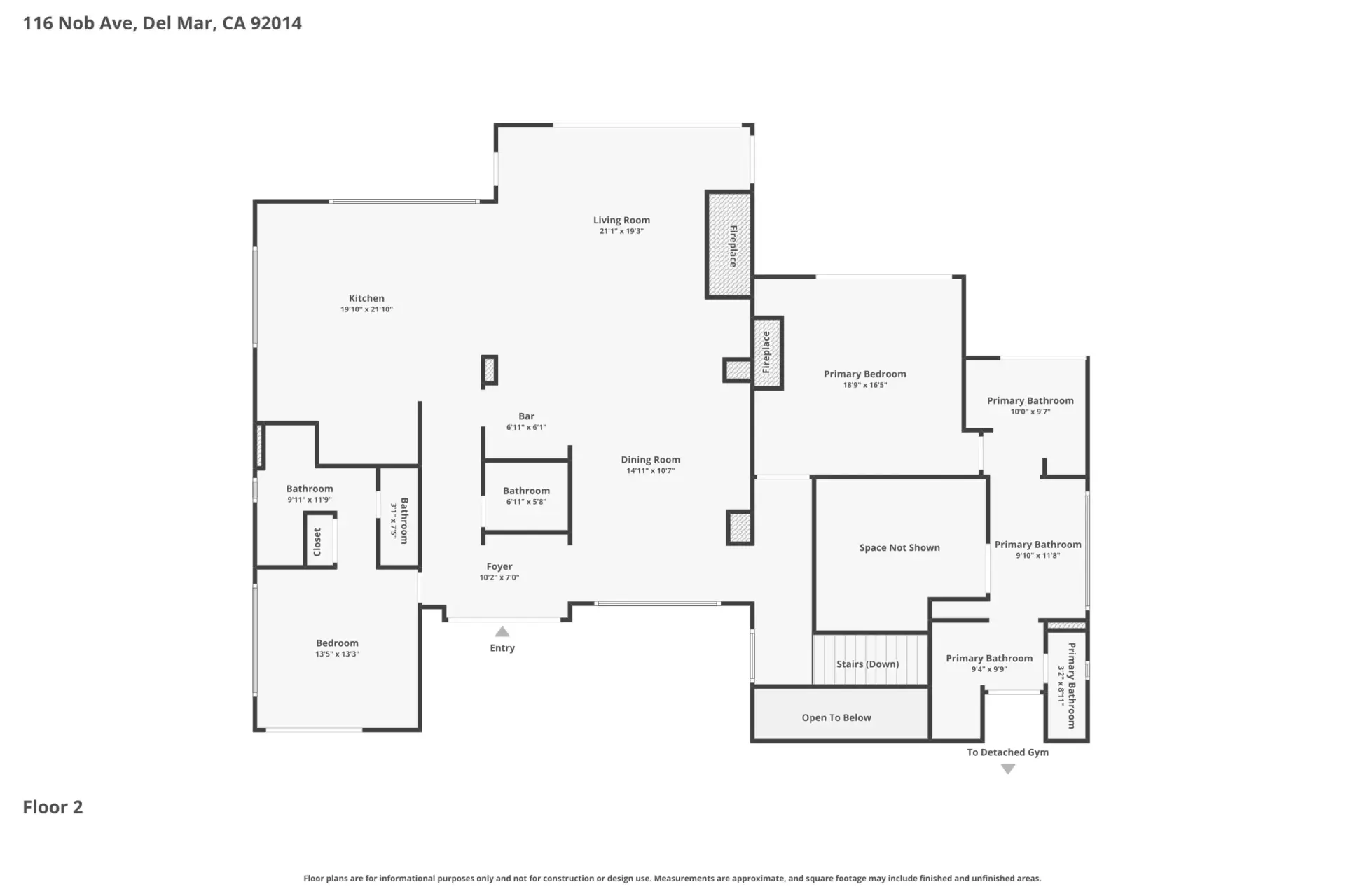 Second floor plan of 116 Nob Ave Del Mar luxury home listed by Kelli Miller Compass