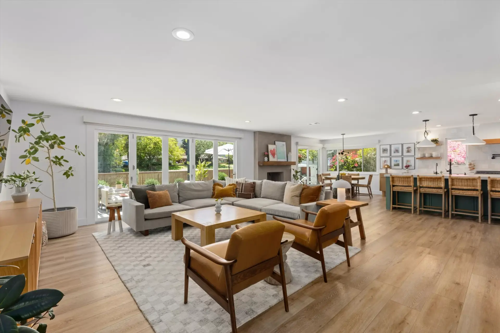 Open-concept living room with views to the backyard at 1063 San Julian Dr San Marcos listed by Kelli Miller Compass