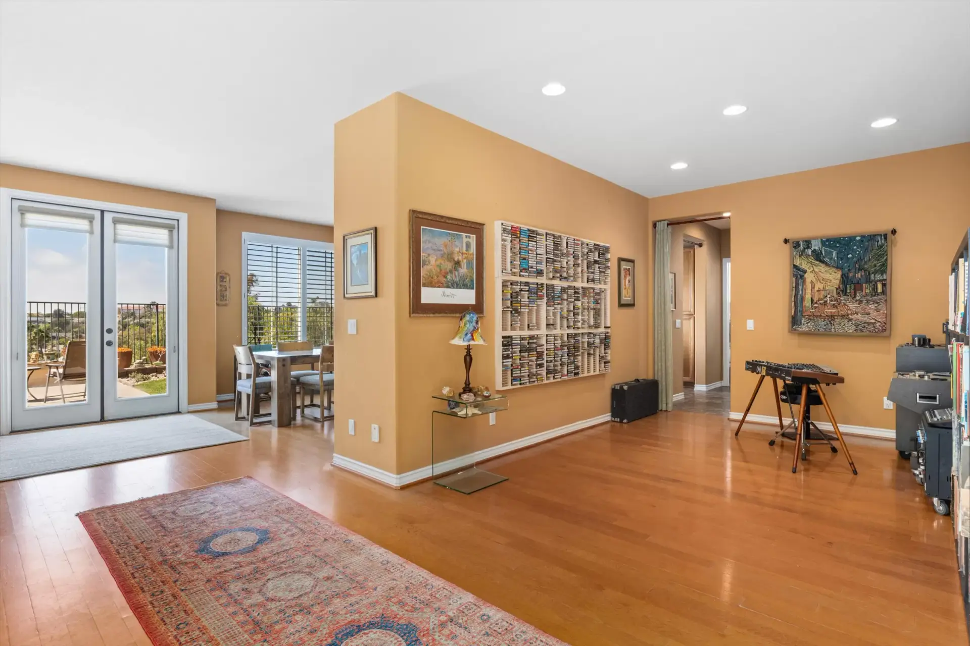 Downstairs living area at 2198 Vista La Nisa Carlsbad listed by Kelli Miller Compass