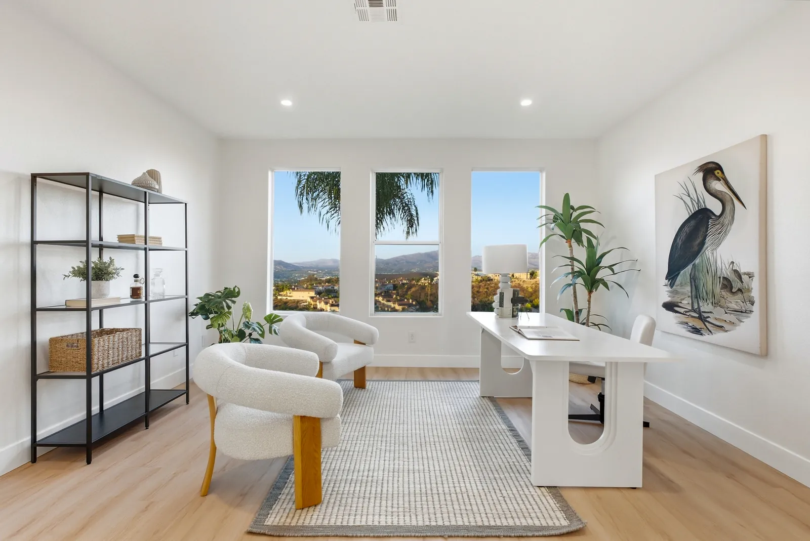 Upstairs office with three windows looking out to canyon and mountain views at 12086 Little Silver Ct, Scripps Ranch, San Diego